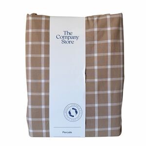 The Company Store Plaid Yarn-Dyed Percale Duvet Cover - Windowpane Taupe Queen